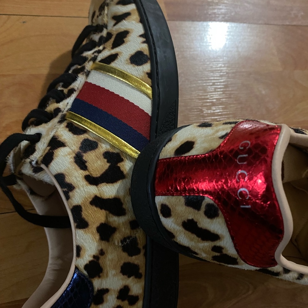 Gucci New Ace Leopard Print Sneakers - Picture 9 of 13